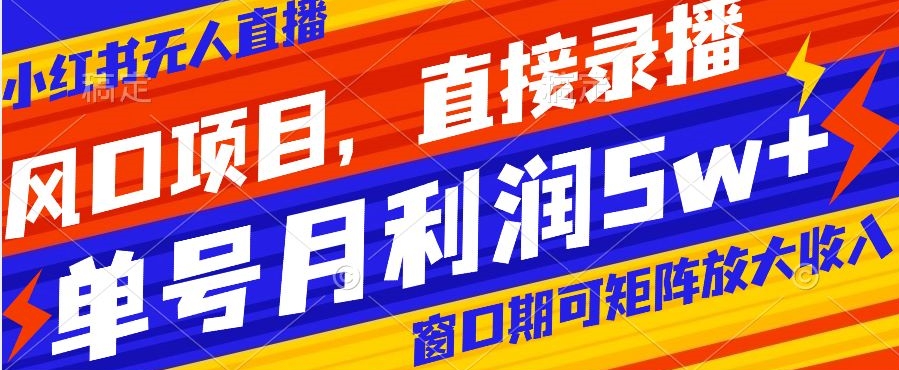 mp5499期-风口项目，小红书无人直播带货，直接录播，可矩阵，月入5w+【揭秘】(揭秘小红书无人直播带货如何利用短视频平台实现月入5w+)