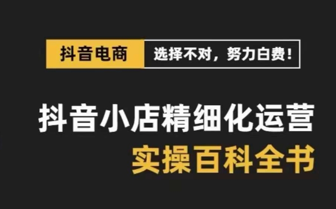 （8380期）抖音小店 精细化运营-百科全书，保姆级运营实战讲解