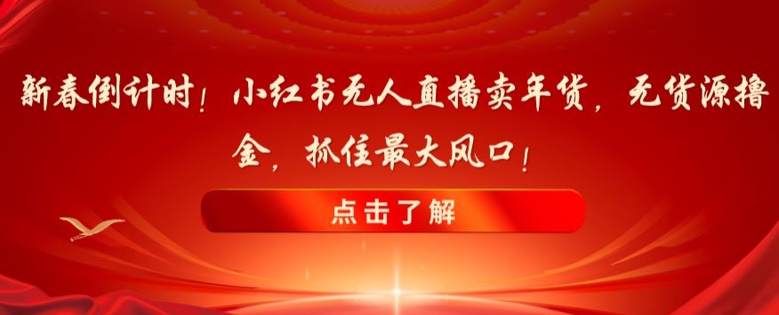 mp5687期-新春倒计时！小红书无人直播卖年货，无货源撸金，抓住最大风口【揭秘】