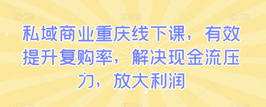 mp5706期-私域商业重庆线下课，有效提升复购率，解决现金流压力，放大利润