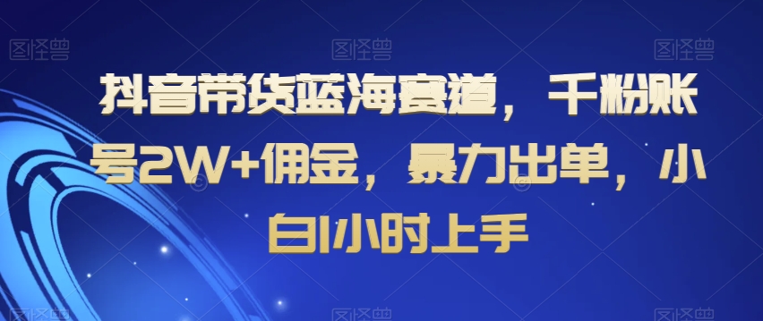 mp5752期-抖音带货蓝海赛道，千粉账号2W+佣金，暴力出单，小白1小时上手【揭秘】