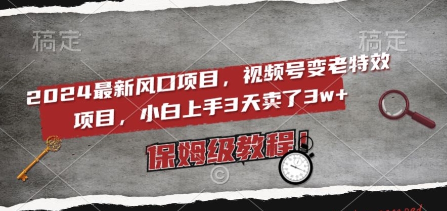 mp5786期-2024最新风口项目，视频号变老特效项目，电脑小白上手3天卖了3w+，保姆级教程【揭秘】