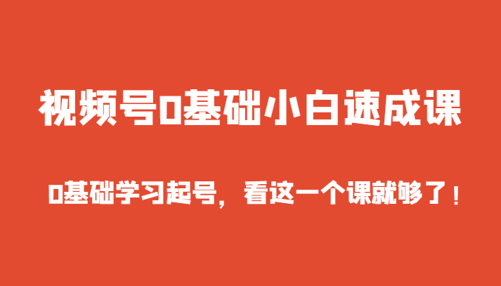 fy2414期-视频号0基础小白速成课，0基础学习起号，看这一个课就够了！