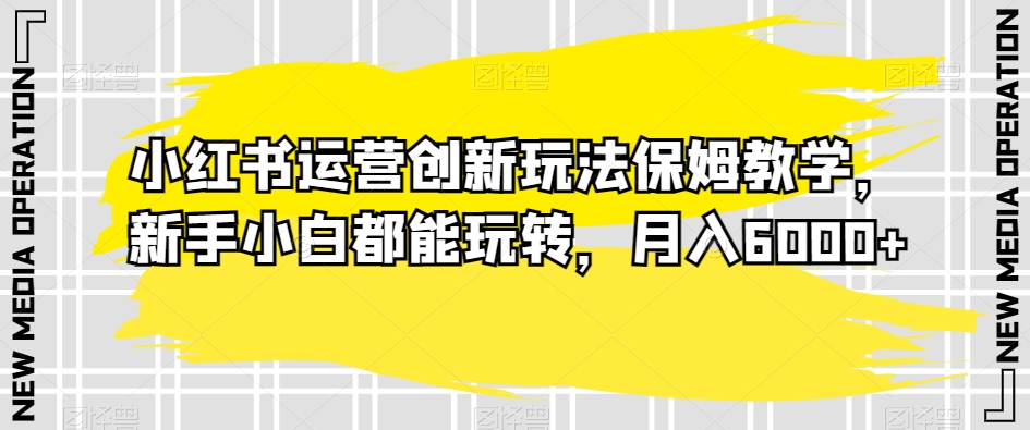 mp5808期-小红书运营创新玩法保姆教学，新手小白都能玩转，月入6000+【揭秘】