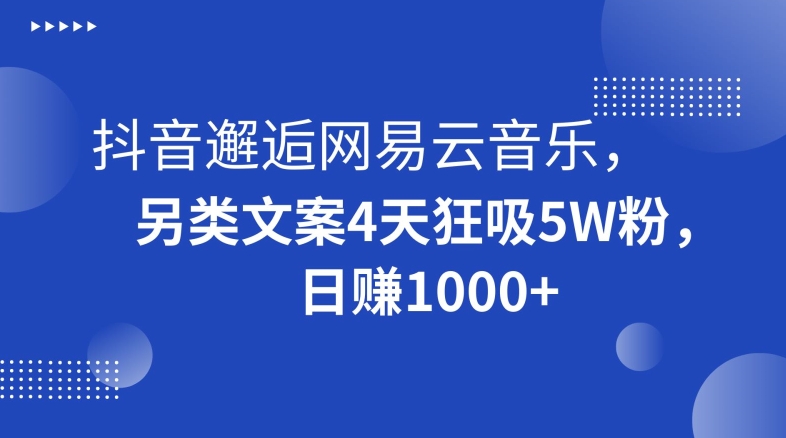 mp5814期-抖音邂逅网易云音乐，另类文案4天狂吸5W粉，日赚1000+【揭秘】