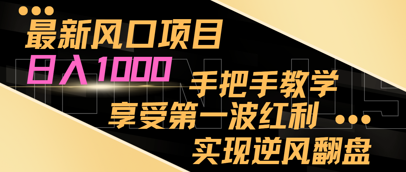 fy2434期-最新风口项目，日入1000，手把手教学，享受第一波红利，实现逆风翻盘