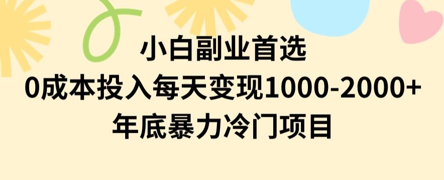 mp5826期-小白副业首选，0成本投入，每天变现1000-2000年底暴力冷门项目【揭秘】