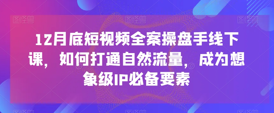 mp5864期-12月底短视频全案操盘手线下课，如何打通自然流量，成为想象级IP必备要素