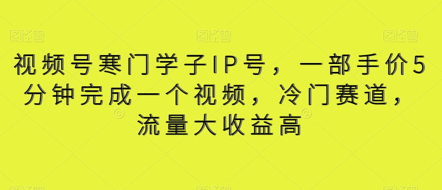 mp5899期-视频号寒门学子IP号，一部手价5分钟完成一个视频，冷门赛道，流量大收益高【揭秘】