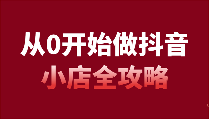 fy2478期-从0开始做抖音小店全攻略，抖音开店全步骤详细解说（54节课）