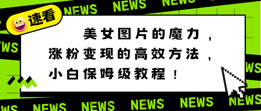 （8666期）美女图片的魔力，涨粉变现的高效方法，小白保姆级教程！