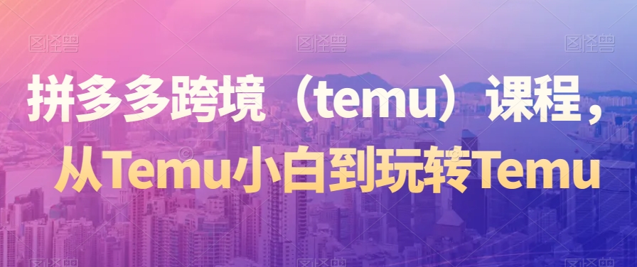 mp5972期-拼多多跨境（temu）课程，从Temu小白到玩转Temu