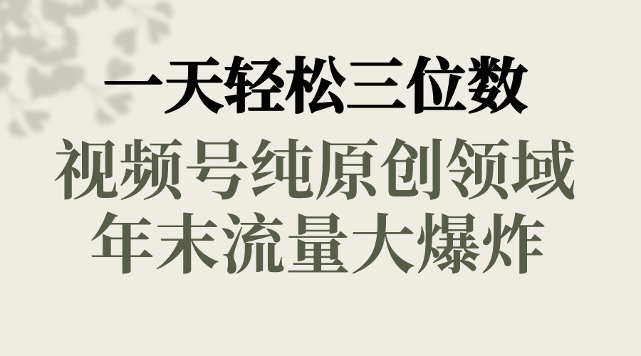 （8647期）一天轻松三位数，视频号纯原创领域，春节童子送祝福，年末流量大爆炸，