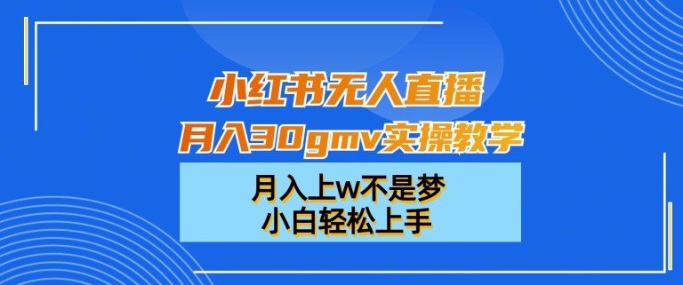 mp6036期-小红书无人直播月入30gmv实操教学，月入上w不是梦，小白轻松上手