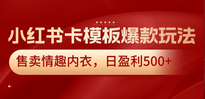 mp6050期-小红书卡模板爆款玩法，售卖情趣内衣，日盈利500+