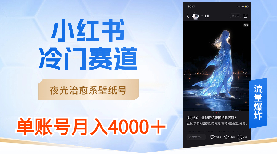 （8743期）小红书冷门赛道，夜光治愈系壁纸号，单号月入4000＋(探索小红书冷门赛道夜光治愈系壁纸号的赚钱之道)