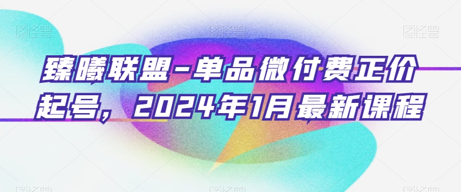 mp6158期-臻曦联盟-单品微付费正价起号，2024年1月最新课程