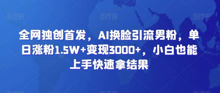 mp6211期-全网独创首发，AI换脸引流男粉，单日涨粉1.5W+变现3000+，小白也能上手快速拿结果