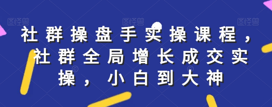 mp6230期-社群实操课程，社群全局增长成交实操，小白到大神