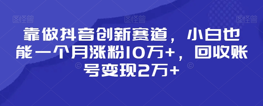 mp6239期-靠做抖音创新赛道，小白也能一个月涨粉10万+，回收账号变现2万+