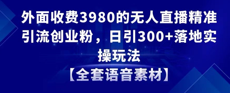 mp6242期-外面收费3980的无人直播精准引流创业粉，日引300+落地实操玩法【全套语音素材】