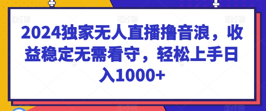 mp6279期-2024独家无人直播撸音浪，收益稳定无需看守，轻松上手日入1000+