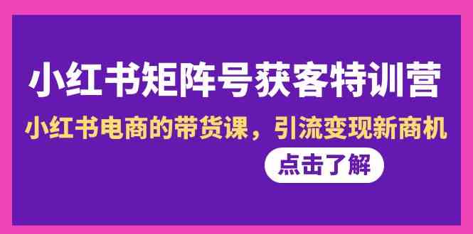 fy2641期-小红书矩阵号获客特训营-第10期，小红书电商的带货课，引流变现新商机