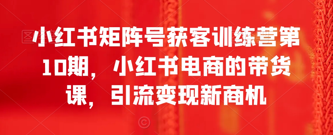 mp6341期-小红书矩阵号获客训练营第10期，小红书电商的带货课，引流变现新商机