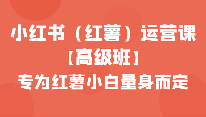 fy2659期-小红书（红薯）运营课【高级班】，专为红薯小白量身而定（42节课）