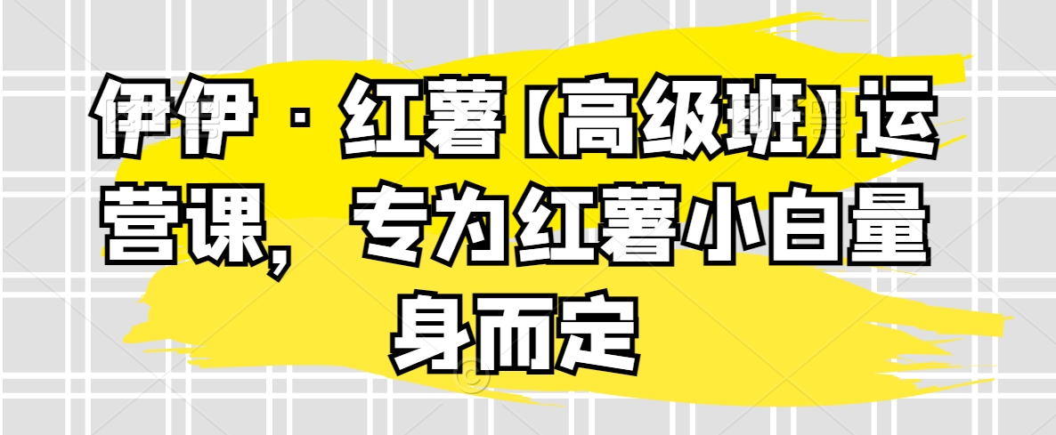 mp6371期-伊伊·红薯【高级班】运营课，专为红薯小白量身而定