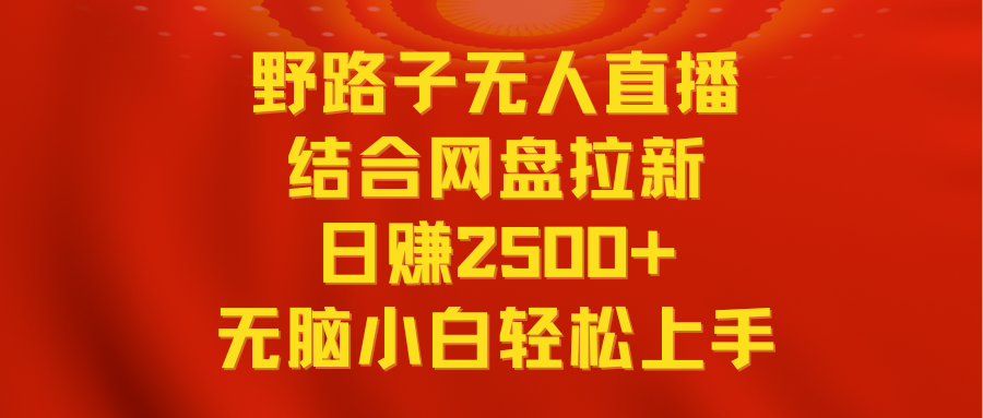 （9025期）无人直播野路子结合网盘拉新，日赚2500+多平台变现，小白无脑轻松上手操作