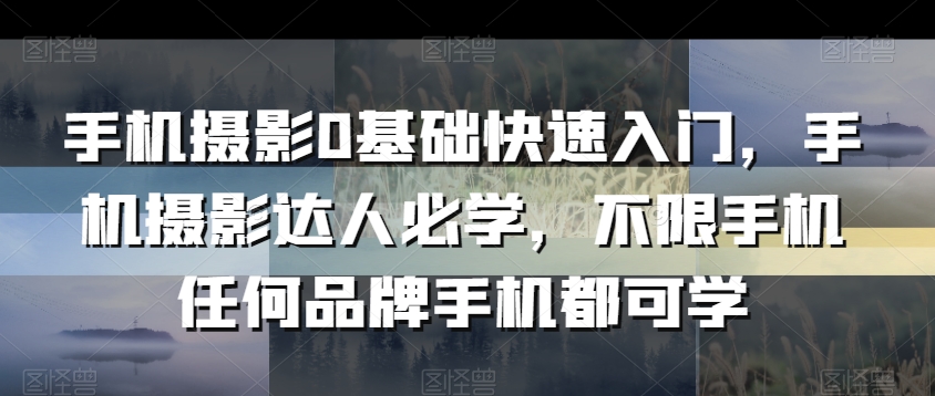 mp6541期-手机摄影0基础快速入门，手机摄影达人必学，不限手机任何品牌手机都可学