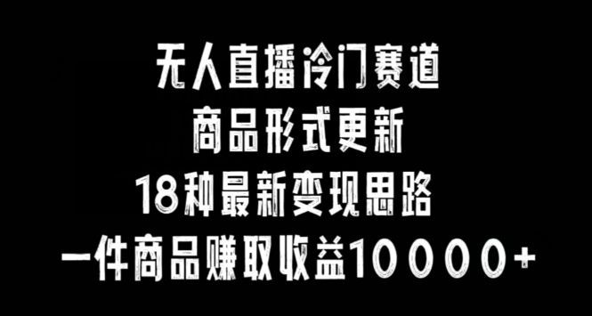 mp6547期-无人直播冷门赛道，商品形式更新，18种变现思路，一件商品赚取收益10000+