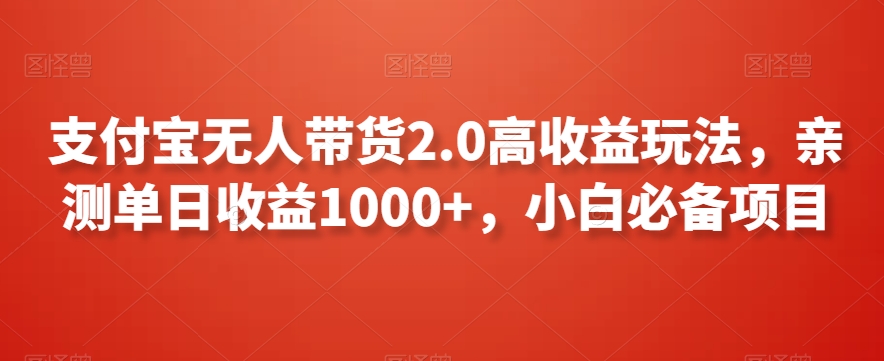 mp6576期-支付宝无人带货2.0高收益玩法，亲测单日收益1000+，小白必备项目