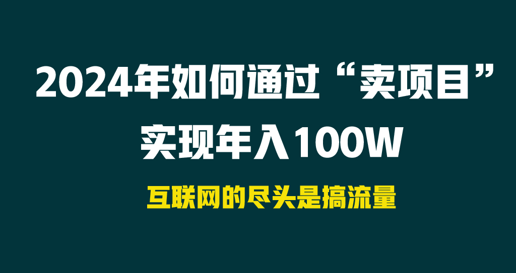 （9147期） 2024年如何通过“卖项目”实现年入100W