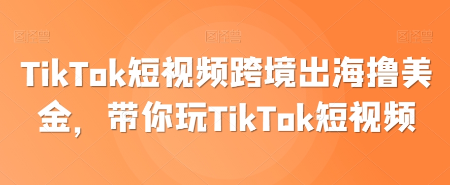 mp6614期-TikTok短视频跨境出海撸美金，带你玩TikTok短视频