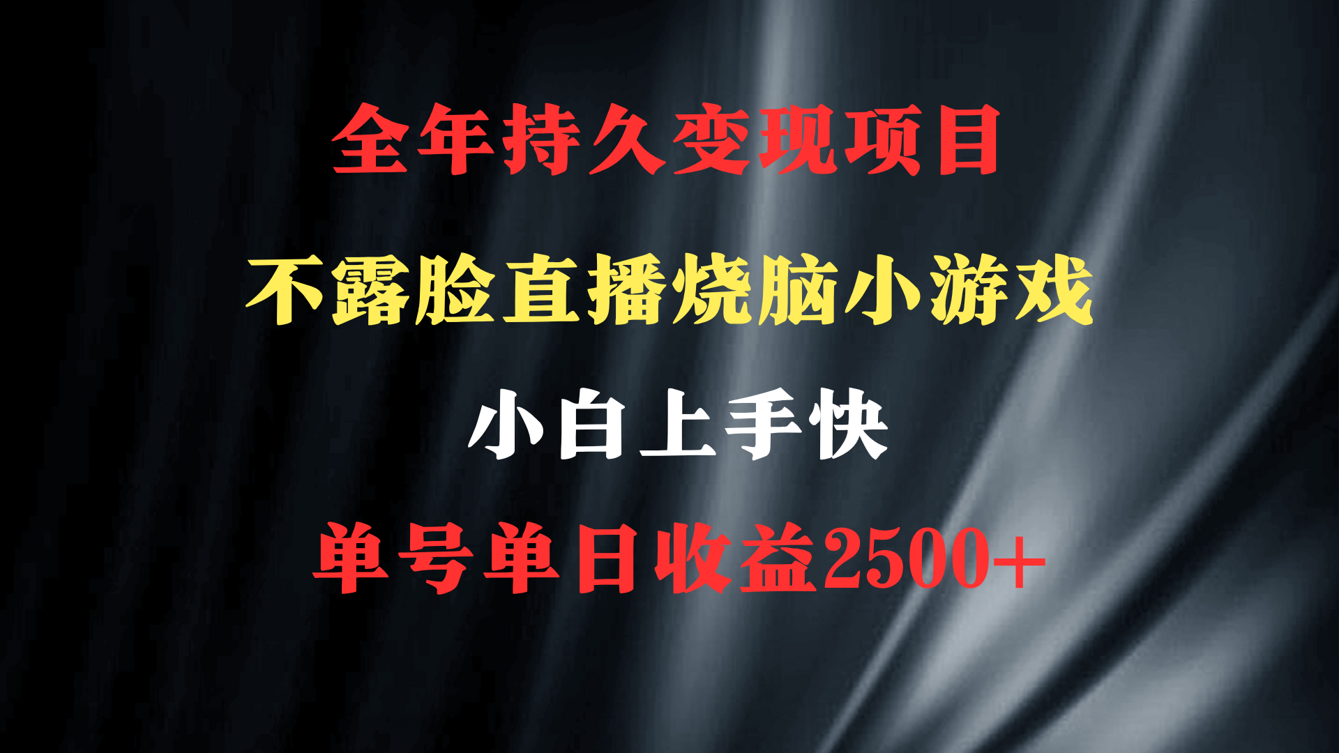 （9168期）2024年 最优项目，烧脑小游戏不露脸直播  小白上手快 无门槛 一天收益2500+