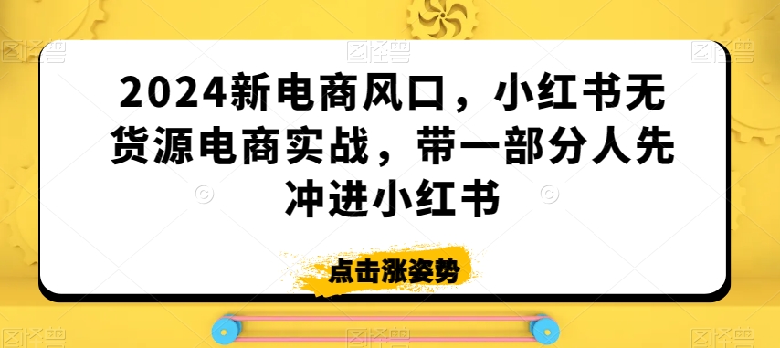 mp6640期-2024新电商风口，小红书无货源电商实战，带一部分人先冲进小红书