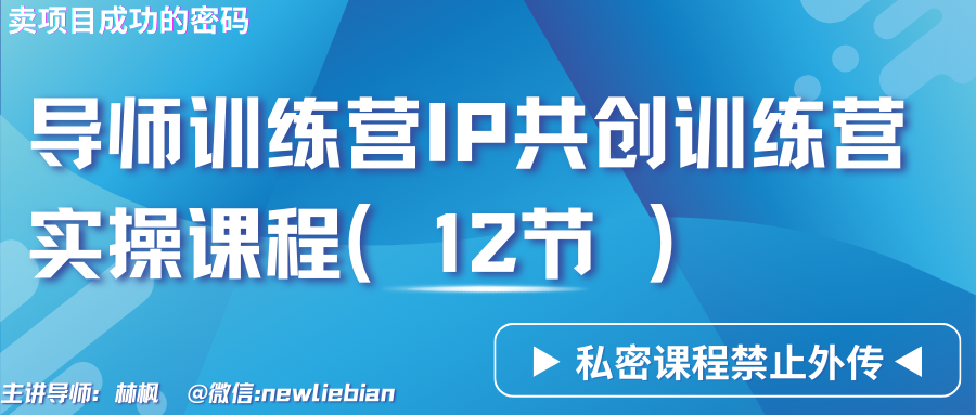 fy2809期-导师训练营3.0IP共创训练营私密实操课程（12节）-卖项目的密码成功秘诀