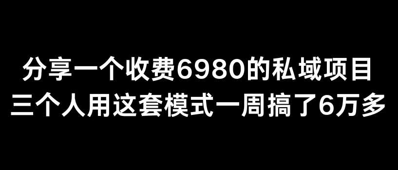 mp6644期-分享一个外面卖6980的私域项目三个人用这套模式一周搞了6万多