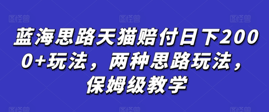 mp6787期-蓝海思路天猫赔付日下2000+玩法，两种思路玩法，保姆级教学【仅揭秘】