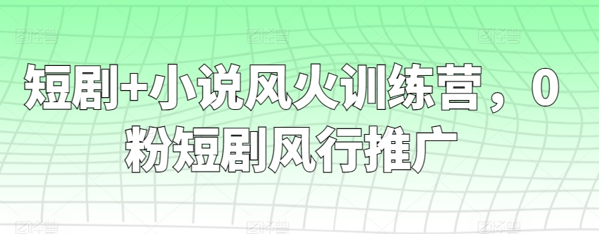 mp6791期-短剧+小说风火训练营，0粉短剧风行推广