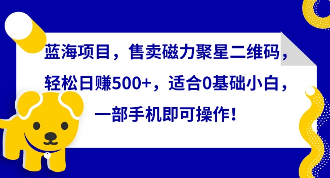 mp6876期-蓝海项目，售卖磁力聚星二维码，轻松日赚500+，适合0基础小白，一部手机即可操作