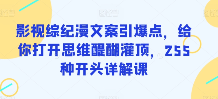 mp6898期-影视综纪漫文案引爆点，给你打开思维醍醐灌顶，255种开头详解课