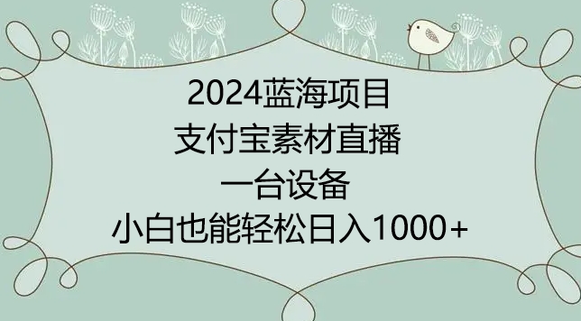 mp6935期-2024年蓝海项目，支付宝素材直播，无需出境，小白也能日入1000+ ，实操教程