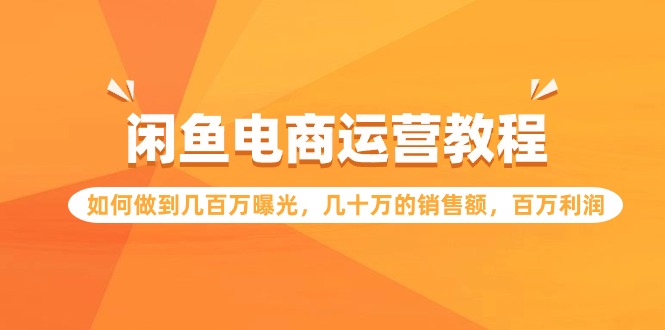 fy2993期-闲鱼电商运营教程：如何做到几百万曝光，几十万的销售额，百万利润