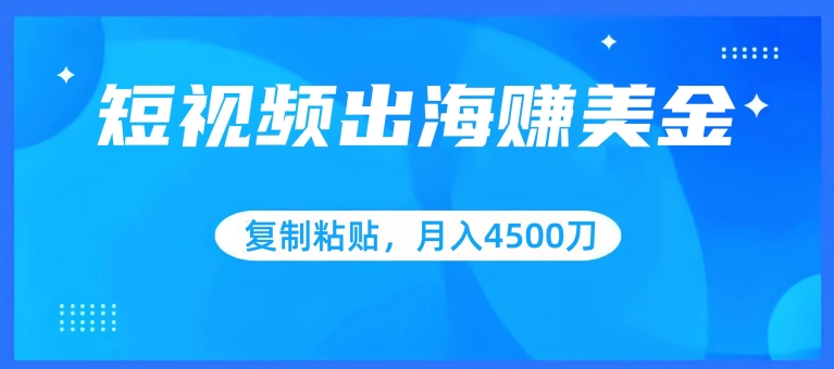 mp6965期-短视频出海赚美金，复制粘贴批量操作，小白轻松掌握，月入4500美刀