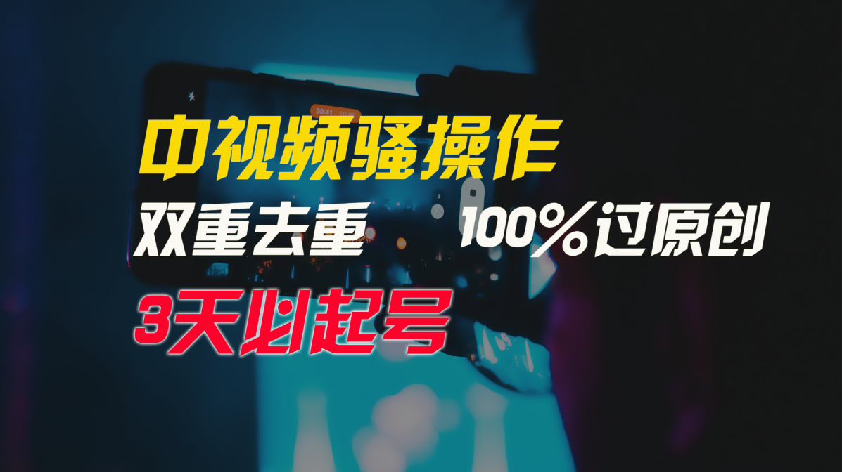 fy3050期-中视频骚操作，双重去重100%过原创，3天比必起号，简单无脑，月入3W+