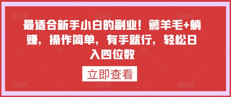 mp7045期-最适合新手小白的副业！薅羊毛+躺赚，操作简单，有手就行，轻松日入四位数