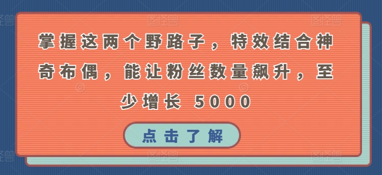 mp7047期-掌握这两个野路子，特效结合神奇布偶，能让粉丝数量飙升，至少增长 5000